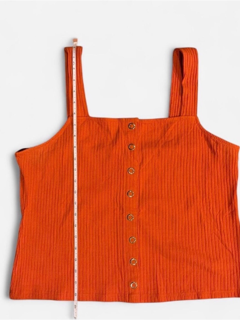 Forever 21 Bright Orange Ribbed Button-Front Tank - Picture 4 of 7
